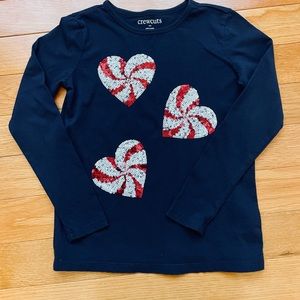 Crewcuts long sleeved sequin heart shirt Size 8